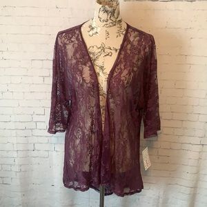 LulaRoe Lindsay purple lace kimono small